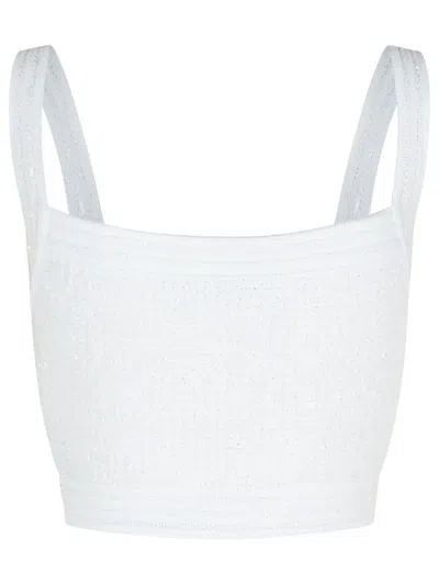 Balmain Cotton Blend Top Button Embellishments In White