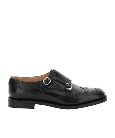 Church's Brushed Leather Full Brogue Derbies In Black