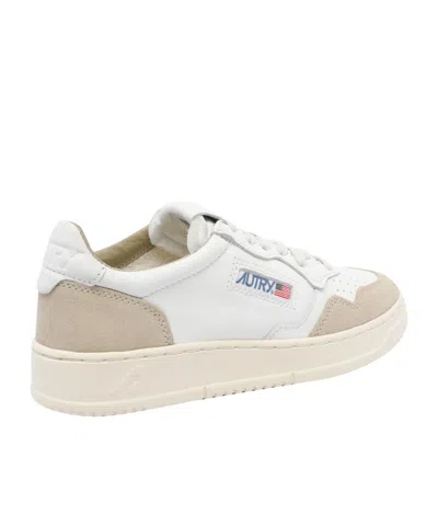 Autry Low-top Sneakers With Hybrid Leather Design And Metallic Accent In Multi