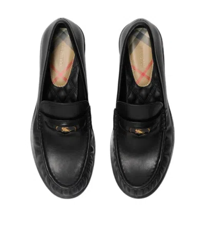 Burberry Leather Penny Loafers In Black