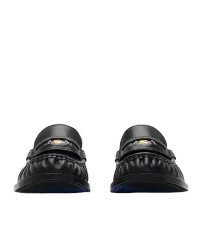 Burberry Leather Penny Loafers In Black