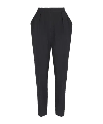 Balmain High Waist Pleated Tailored Wool Trousers