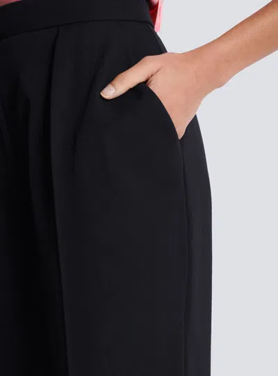 Balmain High Waist Pleated Tailored Wool Trousers