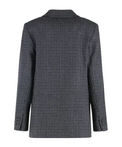 Apc A.p.c. Double-breasted Anthracite Grey Wool Blazer In Gray