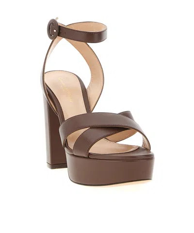 Gianvito Rossi "sabrina" Open Toe Platform Sandals In Brown