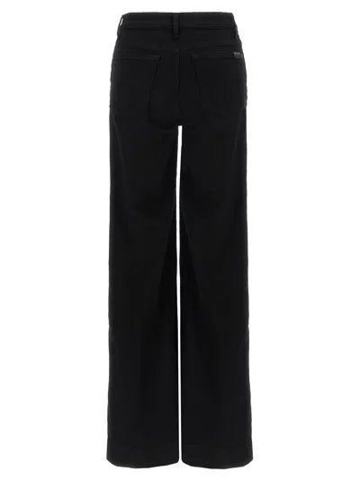 7 For All Mankind High-waisted Wide Leg Trousers With Bold Cuffs In Black