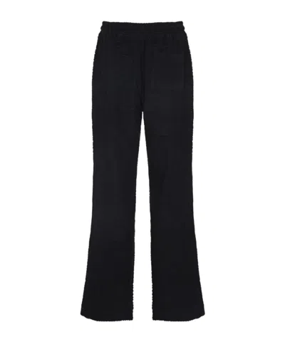 Casablanca Black Pants With All-over Embossed Monogram And Drawstring Waist In Black