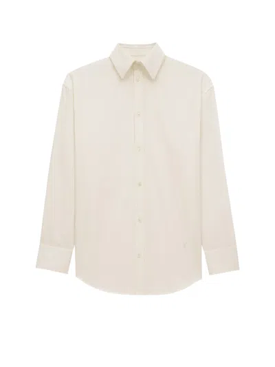 Saint Laurent Women Certified Cotton Shirt With Monogram Embroidery In Neutral