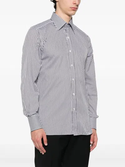 Tom Ford Striped Pattern Button-down Collar Long Sleeves Shirt In Multi