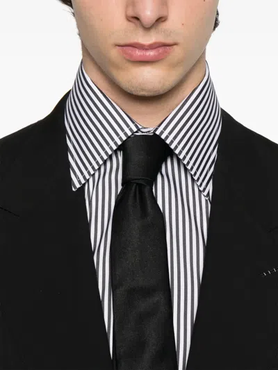 Tom Ford Striped Pattern Button-down Collar Long Sleeves Shirt In Multi