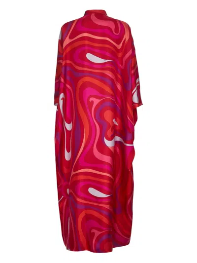 Pucci Marmo Print Silk Twill Long Kaftan