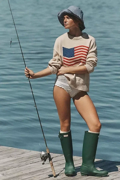 Hunter Original Tall Vulcanised Natural Rubber Wellington Boots In Green