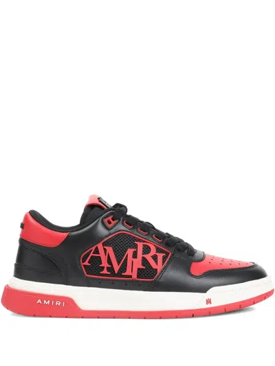 Amiri Low Top Sneakers With Round Toe And Perforated Patch In Black