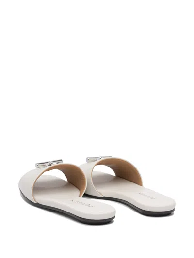 Alexander Mcqueen Leather And Rubber Sandals With Metallic Accent In Neutral