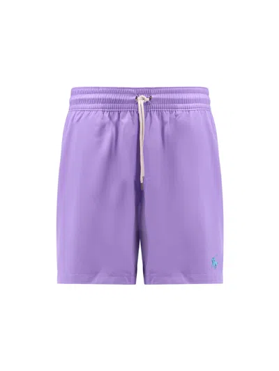 Polo Ralph Lauren Nylon Swim Trunk With Logo Embroidery In Purple