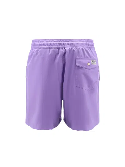 Polo Ralph Lauren Nylon Swim Trunk With Logo Embroidery In Purple