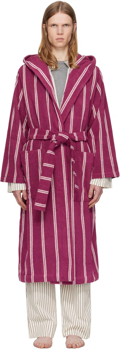 Tekla Burgundy Terry Hooded Bathrobe In Purple