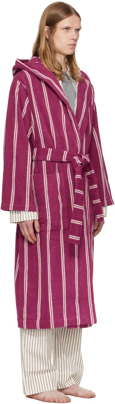 Tekla Burgundy Terry Hooded Bathrobe In Purple
