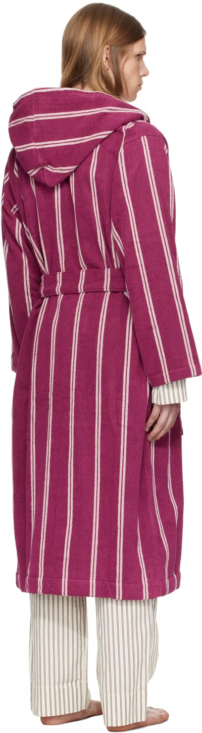 Tekla Burgundy Terry Hooded Bathrobe In Purple