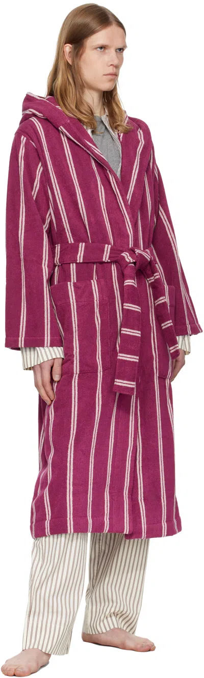 Tekla Burgundy Terry Hooded Bathrobe In Purple