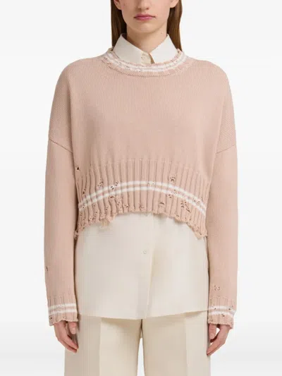 Marni Crop Crew Neck Sweater In Neutral
