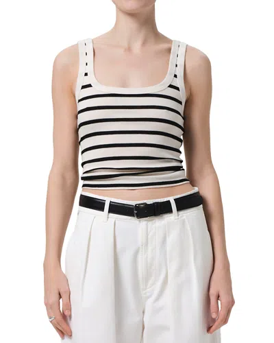 Citizen Of Humanity Citizens Of Humanity Faye Stripe Crop Organic Cotton Blend Tank In White