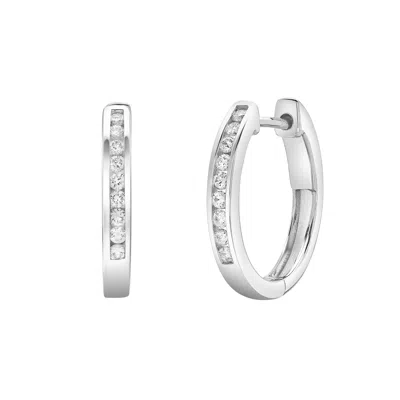 Luvmyjewelry Magnolia Channel-set Diamond Huggie Hoop Earrings In 14k Gold