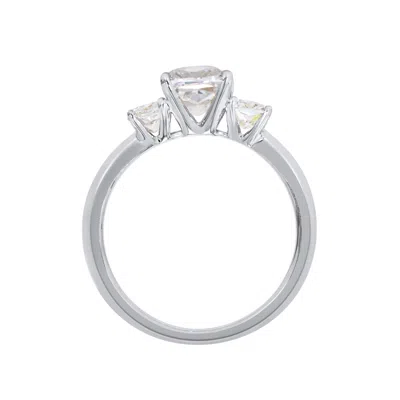 Luvmyjewelry Kahini 14k Gold Cushion Lab Grown Diamond Three Stone Engagement Ring