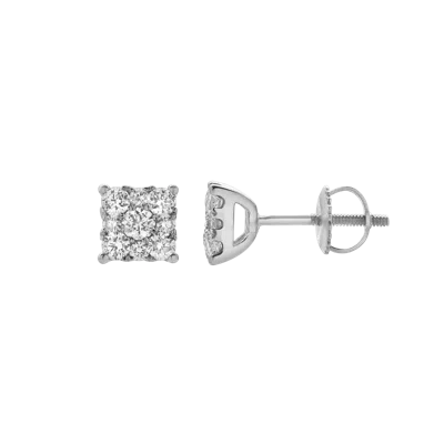Luvmyjewelry Nova 14k White Gold Cluster Lab Grown Diamond Unisex Earrings