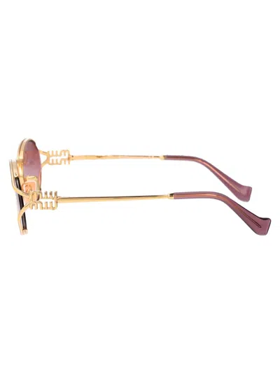Miu Miu Womens Gold Mu 52ys Round-frame Tinted-lens Metal Sunglasses