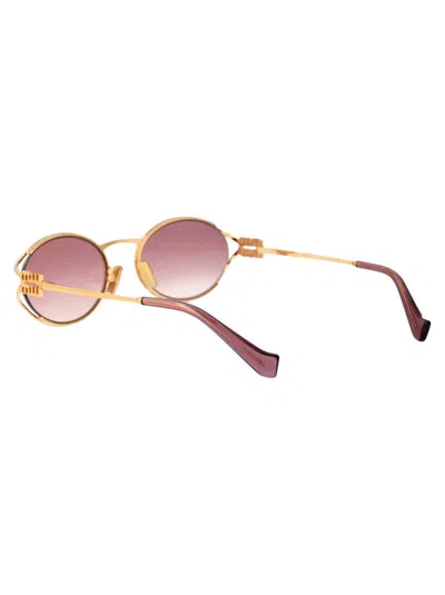 Miu Miu Womens Gold Mu 52ys Round-frame Tinted-lens Metal Sunglasses