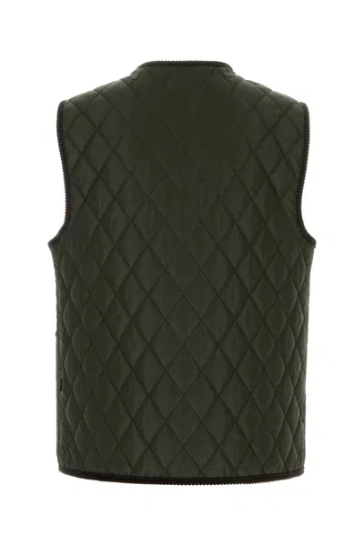 Burberry Quilted Green Gilet With Distinctive Button Closure