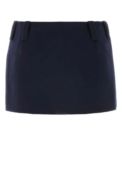 Miu Miu Midnight Blue Wool Blend Mini Skirt