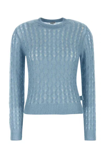 Loewe Mohair And Wool Blend Sweater Knitwear Light Blue In Blue