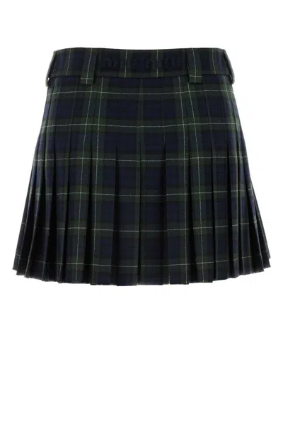 Miu Miu Women Embroidered Wool Mini Skirt