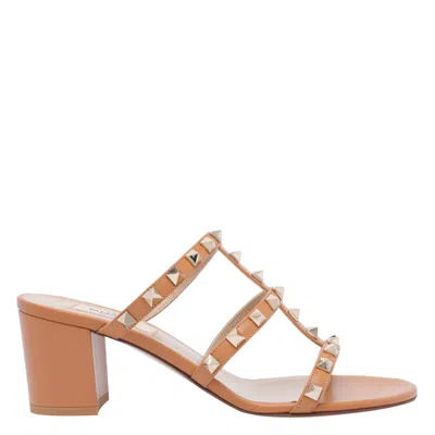 Valentino Rockstud Slide Sandal In Calfskin With Cabochon Stones 60mm