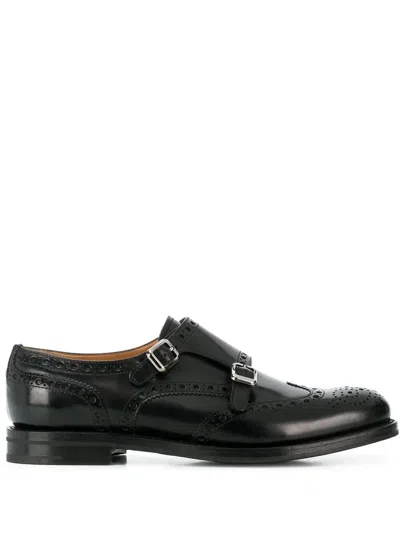 Church's Brushed Leather Full Brogue Derbies In Black