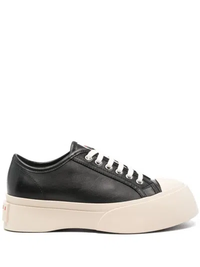 Marni Black Smooth Leather Sneakers In Black
