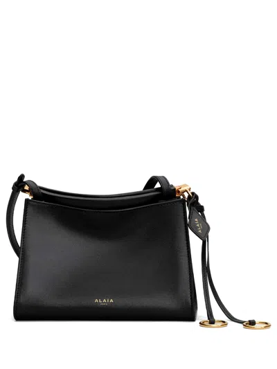 Alaïa Alaia Black Leather Small Square Crossbody Bag In Black