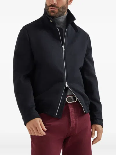 Brunello Cucinelli Stand-collar Zip Jacket In Black
