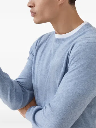 Brunello Cucinelli Cashmere Crew Neck Sweater Clothing In Blue