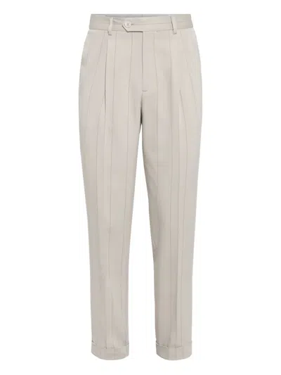 Brunello Cucinelli Leisure Fit Trousers With Pleats In Multi
