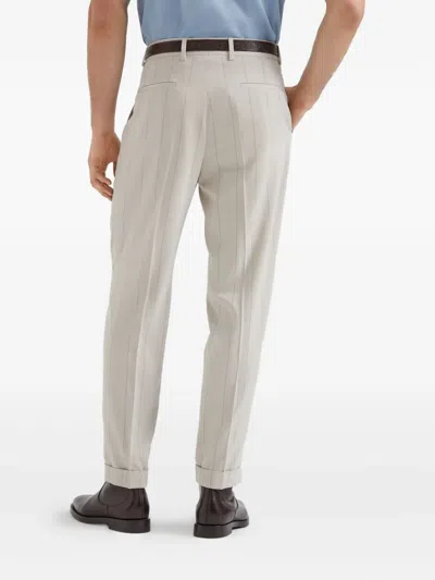 Brunello Cucinelli Leisure Fit Trousers With Pleats In Multi