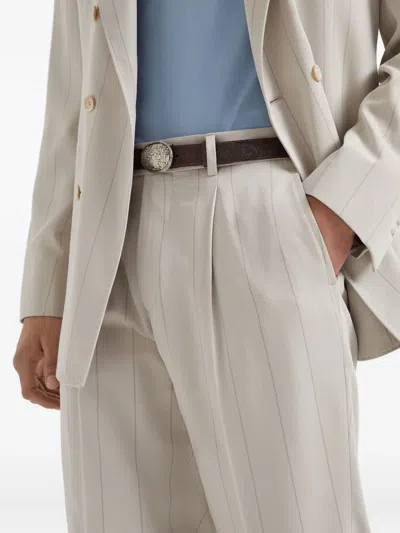 Brunello Cucinelli Leisure Fit Trousers With Pleats In Multi