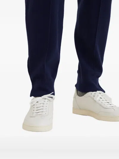 Brunello Cucinelli Men Deer Leather Sneakers With Grain In White