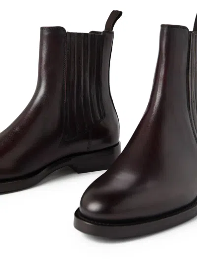 Brunello Cucinelli Elasticated Side Panel Leather Ankle Boots In Animal Print