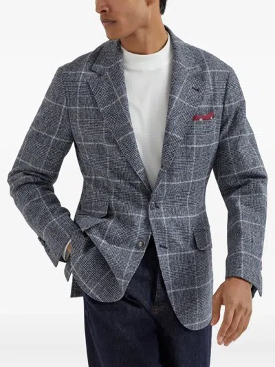 Brunello Cucinelli Notch Lapel Wool Jacket In Gray