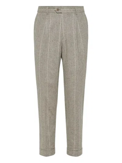 Brunello Cucinelli Leisure Fit Trousers With Pleats In Neutral