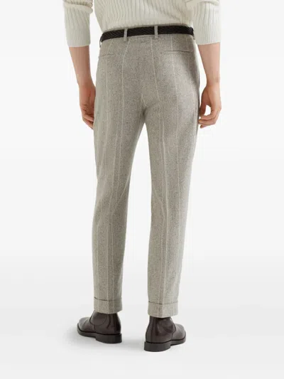Brunello Cucinelli Leisure Fit Trousers With Pleats In Neutral