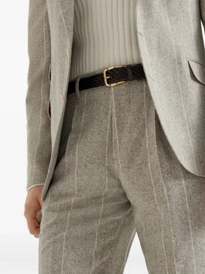 Brunello Cucinelli Leisure Fit Trousers With Pleats In Neutral